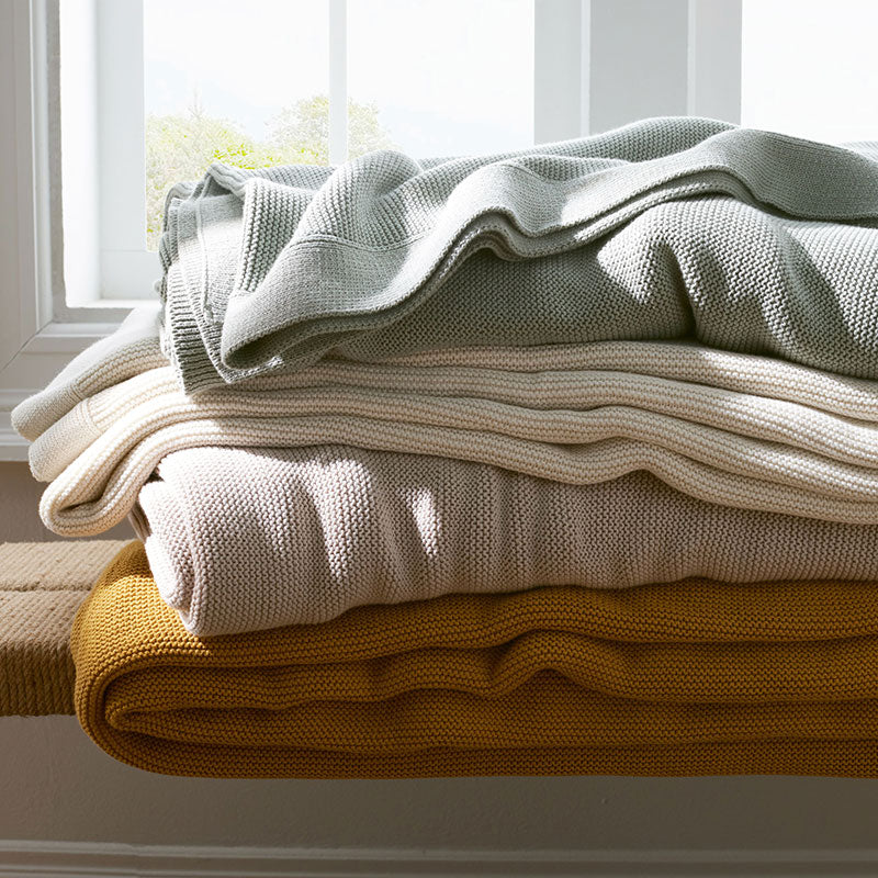 Classic All Season Breathable Cotton Knit Blanket - Gold, Full/Queen