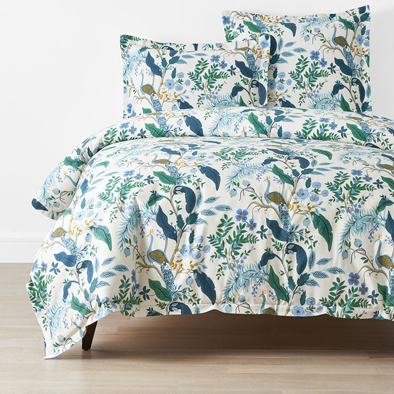 Peacock Classic Smooth Sateen Duvet Cover - Ivory Multi, Full