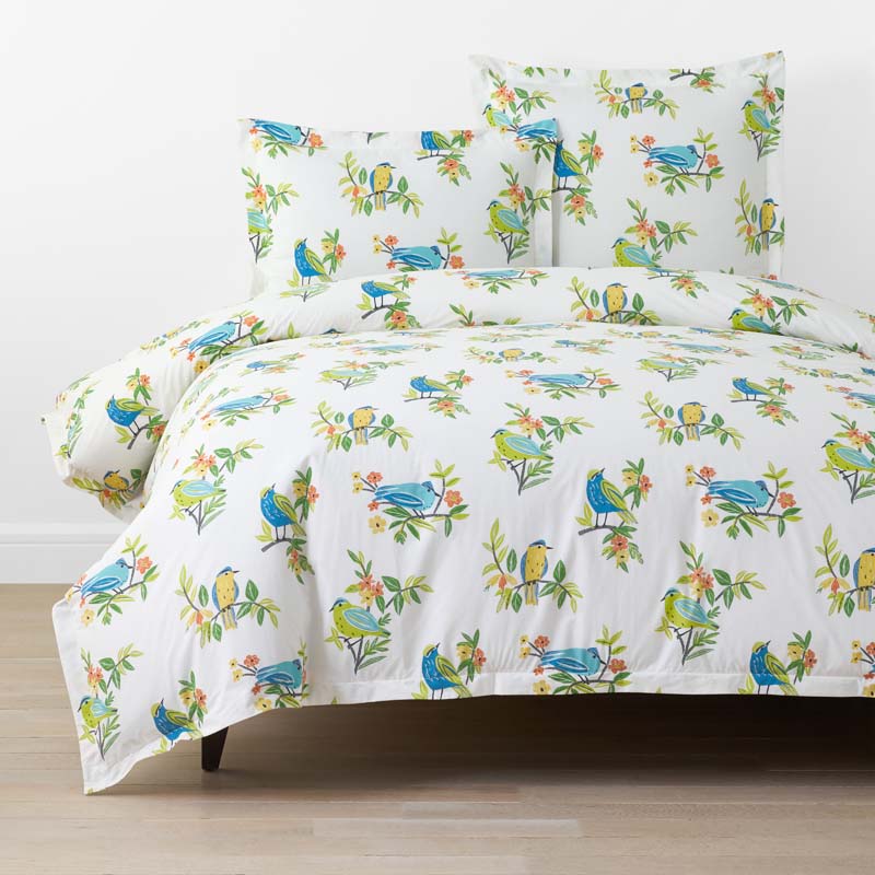 Summer Prints Classic Cool Cotton Percale Duvet Cover - Bird Days, King/Cal. King