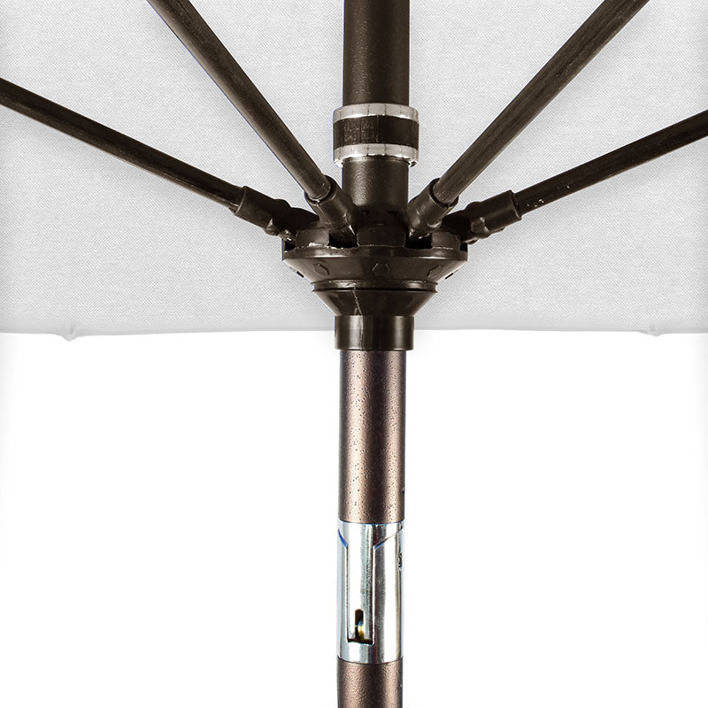 Round Outdoor Patio Umbrella, Fiberglass with Twist Tilt - Bronze Finish, Antique Beige, 9'