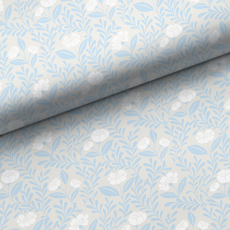 Ava Traditional Wallpaper - Vine Blue, Roll
