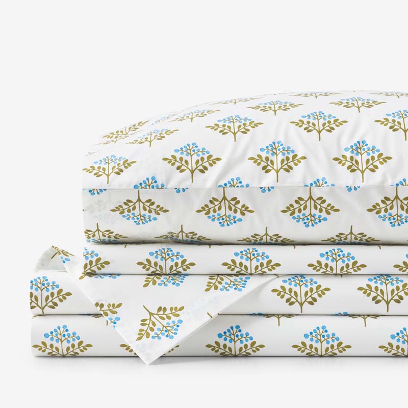 Idril Classic Cool Cotton Percale Bed Sheet Set - Flower, Twin