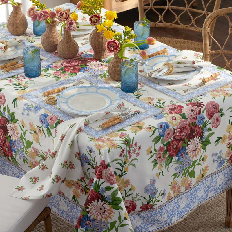Garden Floral Cotton Tablecloth - Natures Bouquet, 70 in. x 108 in.