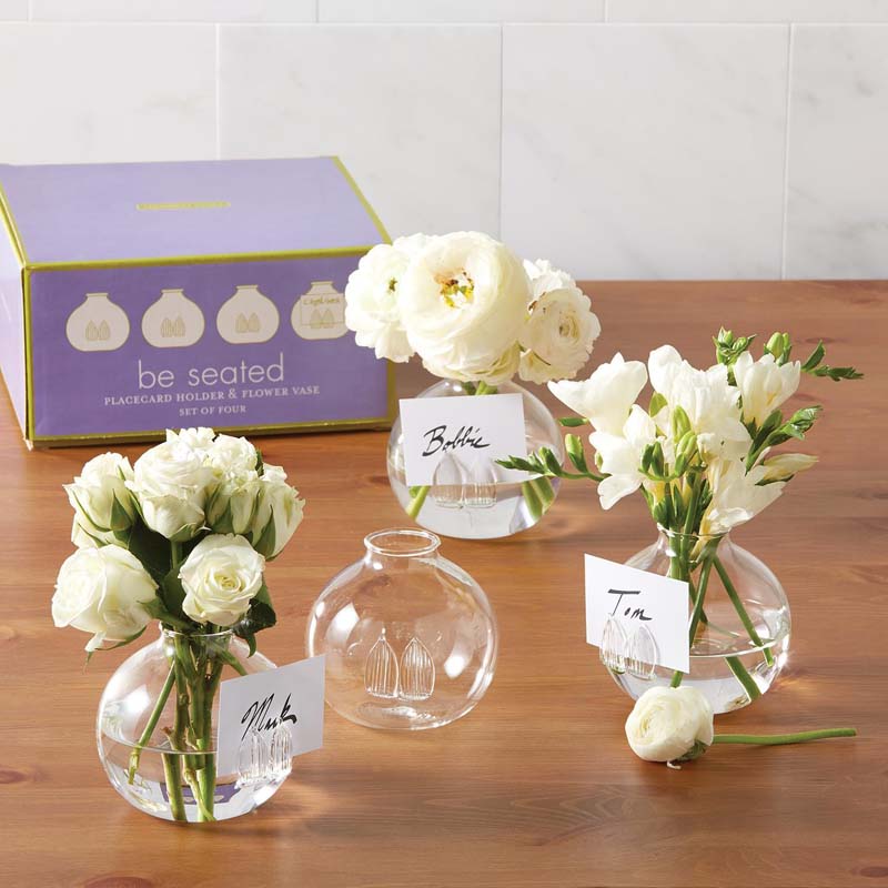 Bud Vase Place Card Holders, Set of 4 - Clear