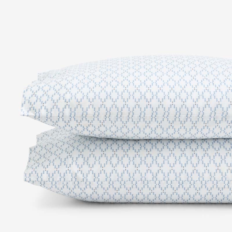 Feliciana Geo Garment Washed Cotton Percale Pillowcase Set - Blue Multi, King