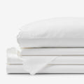 Embroidered Scallop Classic Smooth Sateen Solid Bed Sheet Set - White, Twin