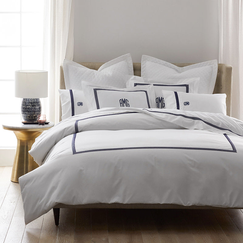 Hewett Luxe Smooth Egyptian Cotton Sateen Duvet Cover - Blue, Full/Queen