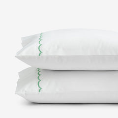 Scallop Embroidered Premium Cool Egyptian Percale Pillowcase Set - Green, King