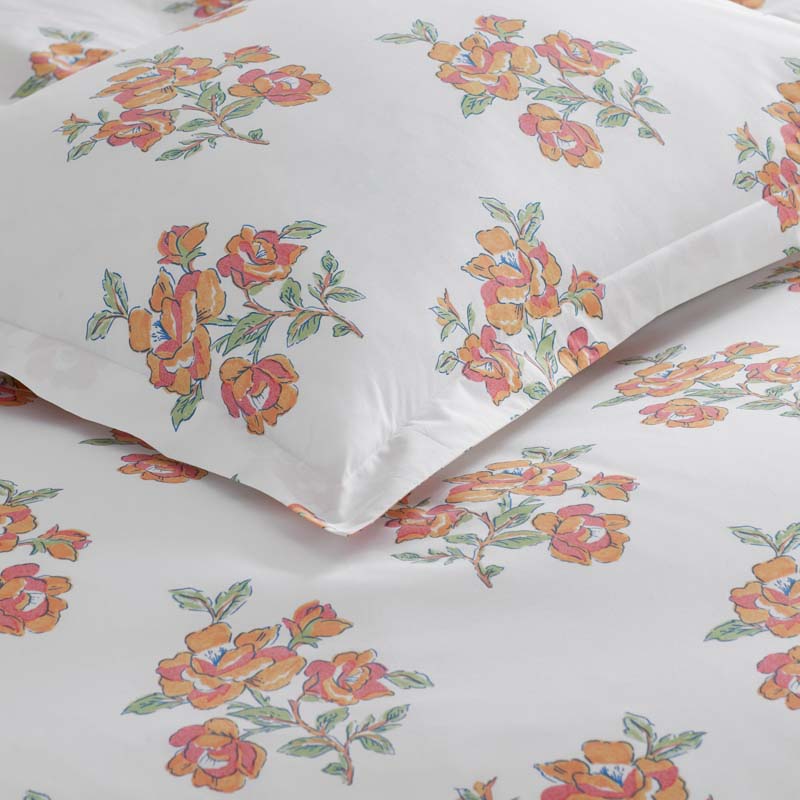 Blossoms and Stripes Classic Cool Cotton Percale Duvet Cover - Petal Charm, Twin/Twin XL