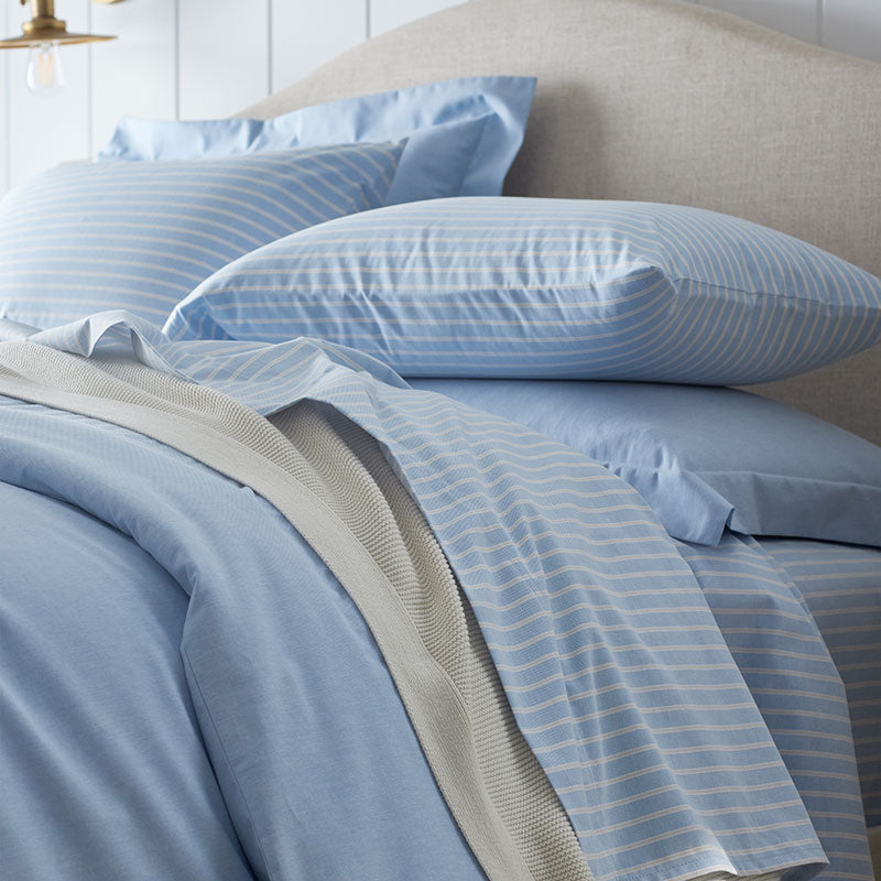 Classic Oxford Yarn-Dyed Stripe Duvet Cover - Blue/Beige, Twin/Twin XL