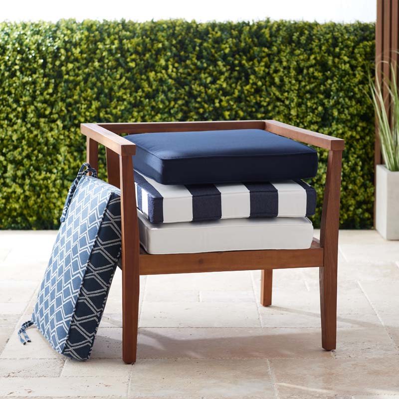 Replacement Boxed Edge Chair Cushion - Voyage Indigo, 21 in. x 19 in.