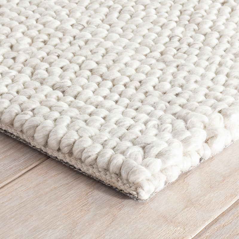 Chunky Handwoven Wool Rug - Ivory, 5' x 8'