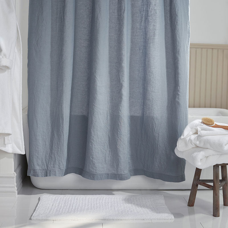 Premium Breathable Washed Linen Solid Shower Curtain - Dusty Blue