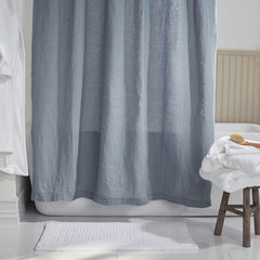 Premium Breathable Washed Linen Solid Shower Curtain - Dusty Blue