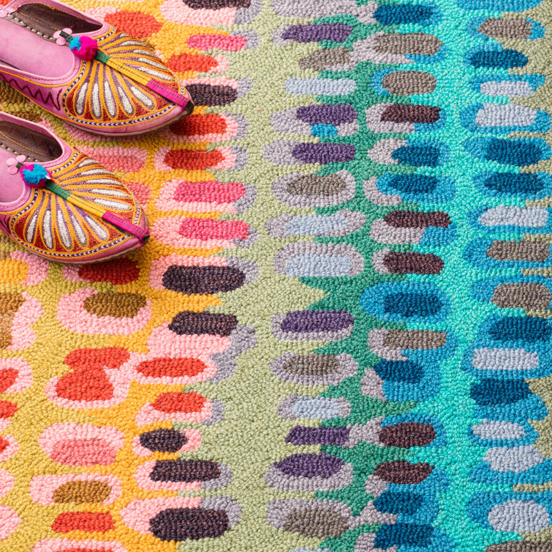 Paint Chip Hand Hooked Wool Rug - Multi, 8' x 10'