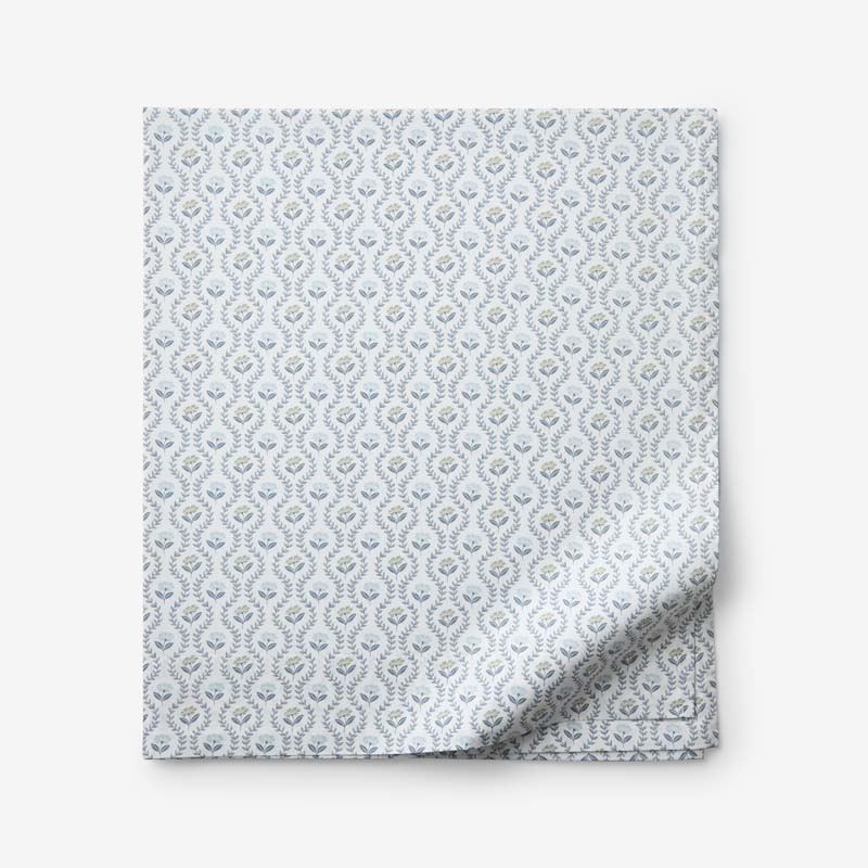 Tira Floral Classic Cool Cotton Percale Flat Bed Sheet - Flower Green, Full