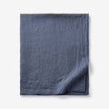 Premium Breathable Washed Linen Solid Flat Bed Sheet - Denim Blue, Twin/Twin XL