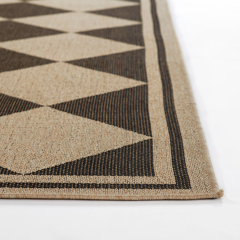 Diamond Checkered Outdoor Rug -  Black, 5' 3" x 7'