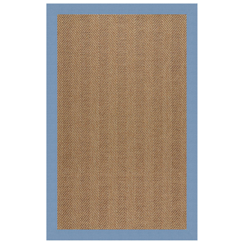 Sunbrella Herringbone Bordered Indoor/Outdoor Rug -  Light Blue, 8' x 10'
