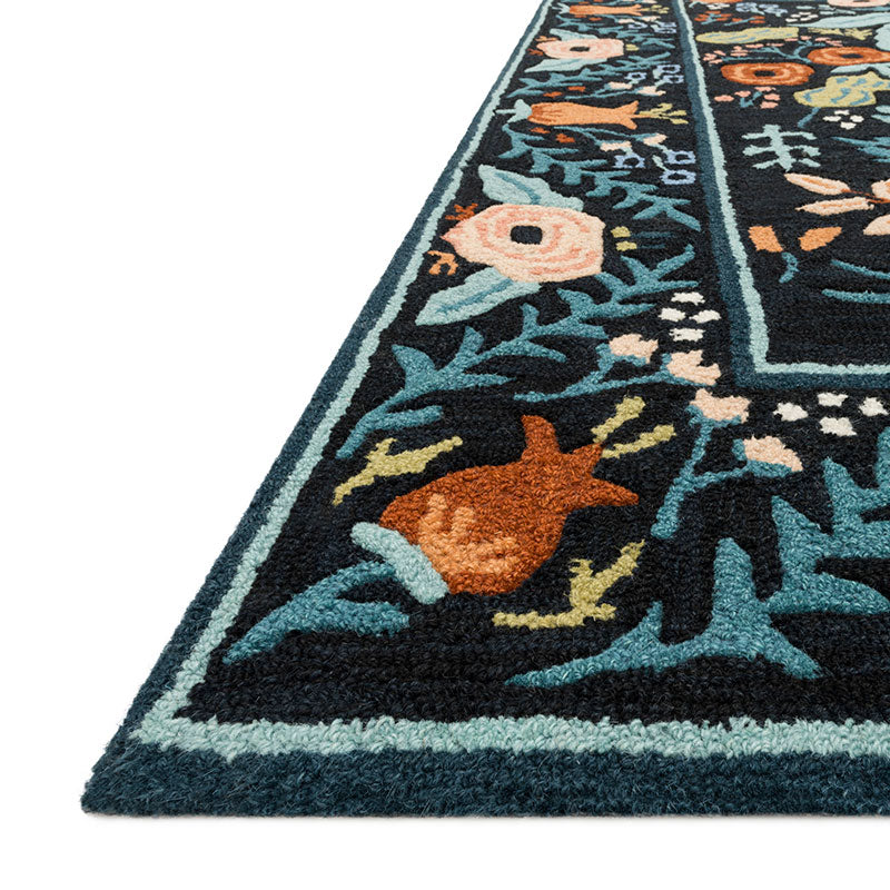 Les Fleur Wool Rug - Black, 2' 6" x 7' 6" Runner