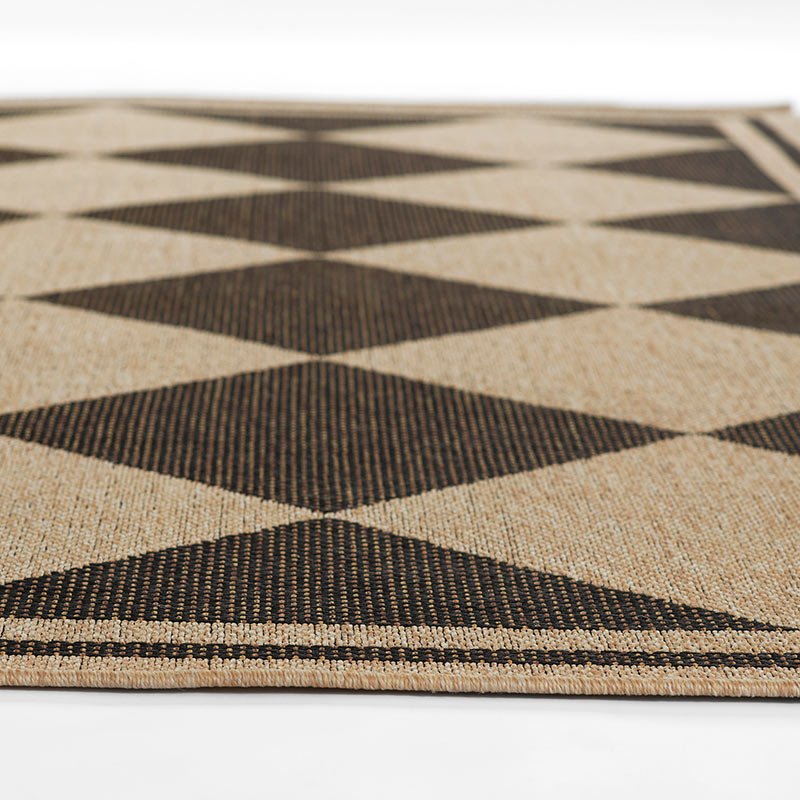 Diamond Checkered Outdoor Rug - Black, 2' 7" x 7' 6" Runner