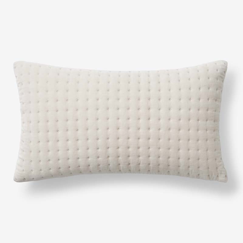 Tufted Stitch Velvet Decorative Lumbar Pillow Cover - Sand, 12 in. x 21 in.