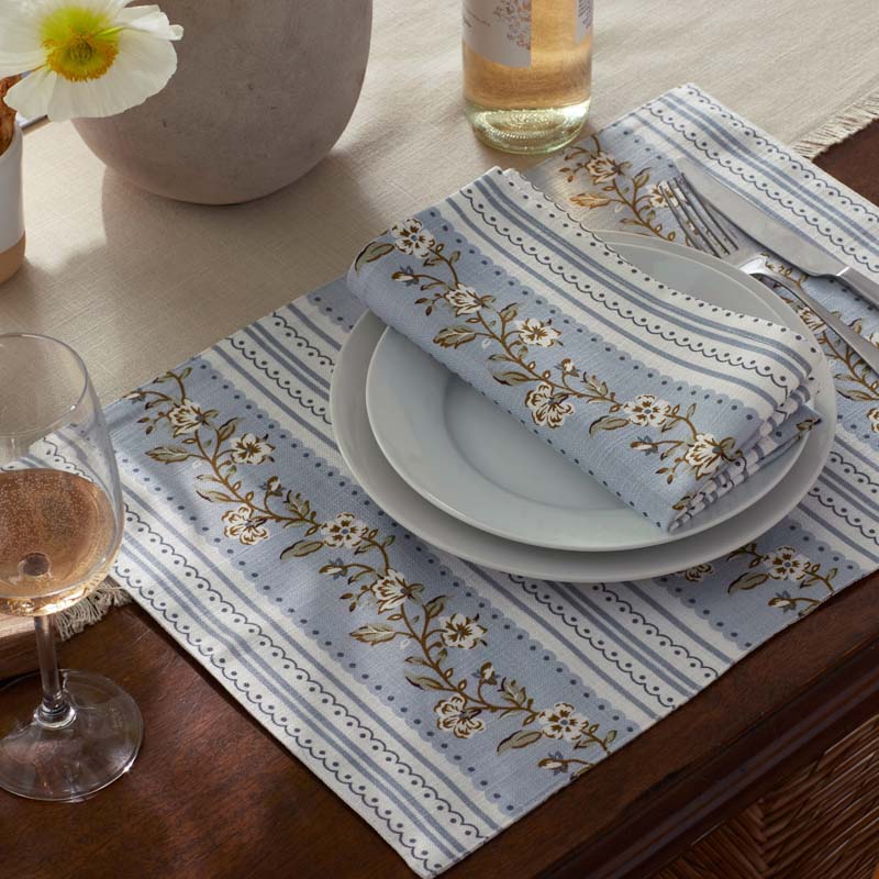 Floral Placemats, Set of 4 - Floral Stripe