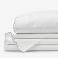 Embroidered Scallop Classic Smooth Sateen Solid Bed Sheet Set - Light Sage, Twin XL