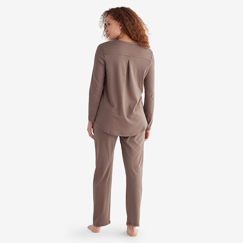 Pima Cotton Women's Button-Down Pajama Set - Cocoa, S