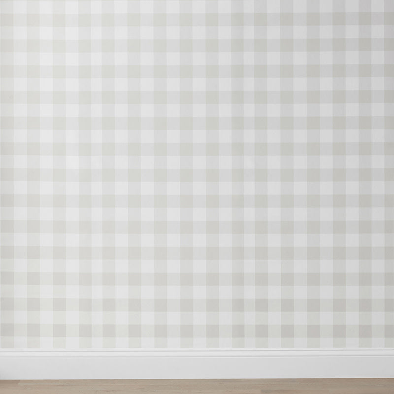 Ditsy Gingham Traditional Wallpaper - Beige, Roll