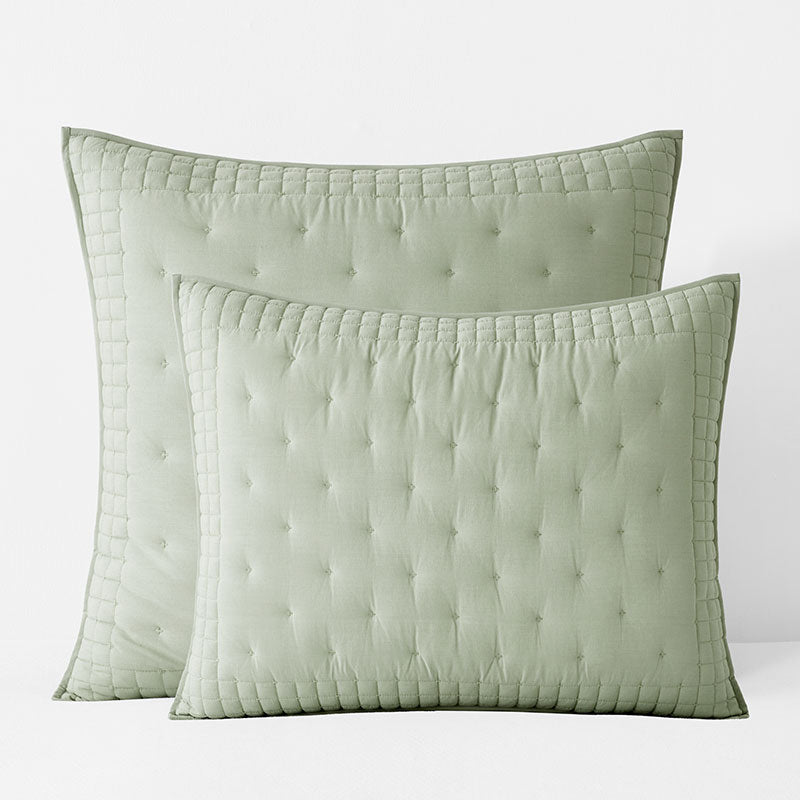 Pintuck Quilted Sham - Light Sage, Euro