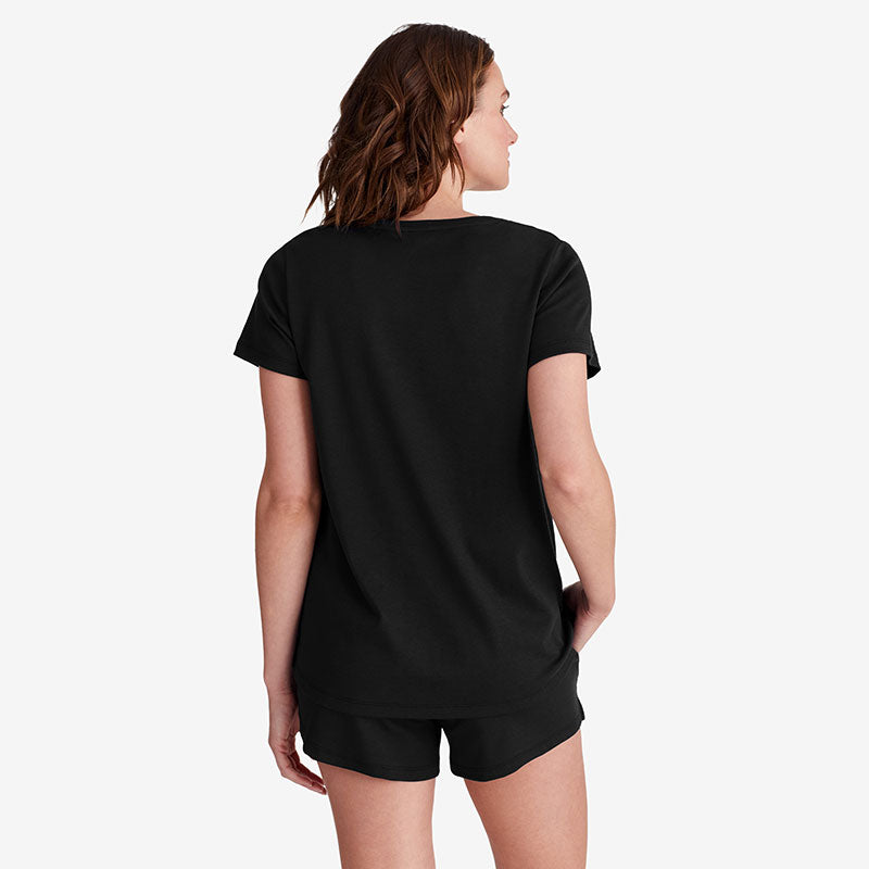 Pima Cotton Women's Shorts Set - Black, M