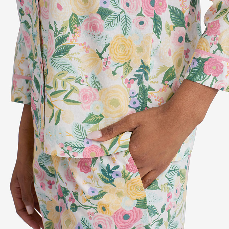 Printed Voile Women's Pajama Set - Garden Party, XXL