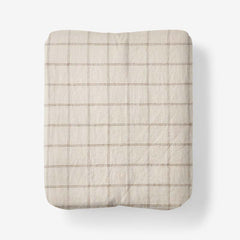 Tailored Stripes and Plaids Premium Breathable Washed Linen Cotton Fitted Bed Sheet - Windowpane Dark Brown, King