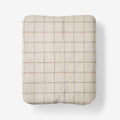 Tailored Stripes and Plaids Premium Breathable Washed Linen Cotton Fitted Bed Sheet - Windowpane Dark Brown, Queen