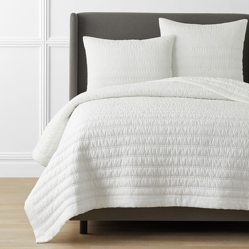 Premium Breathable Washed Linen Solid Quilt - White, King/Cal King