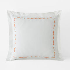 Scallop Embroidered Premium Cool Egyptian Percale Sham - Melon, Euro