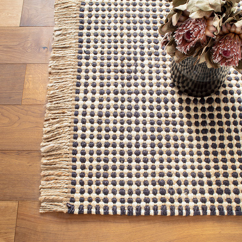 Kuba Handwoven Jute Rug - Black, 2' 6" x 8' Runner