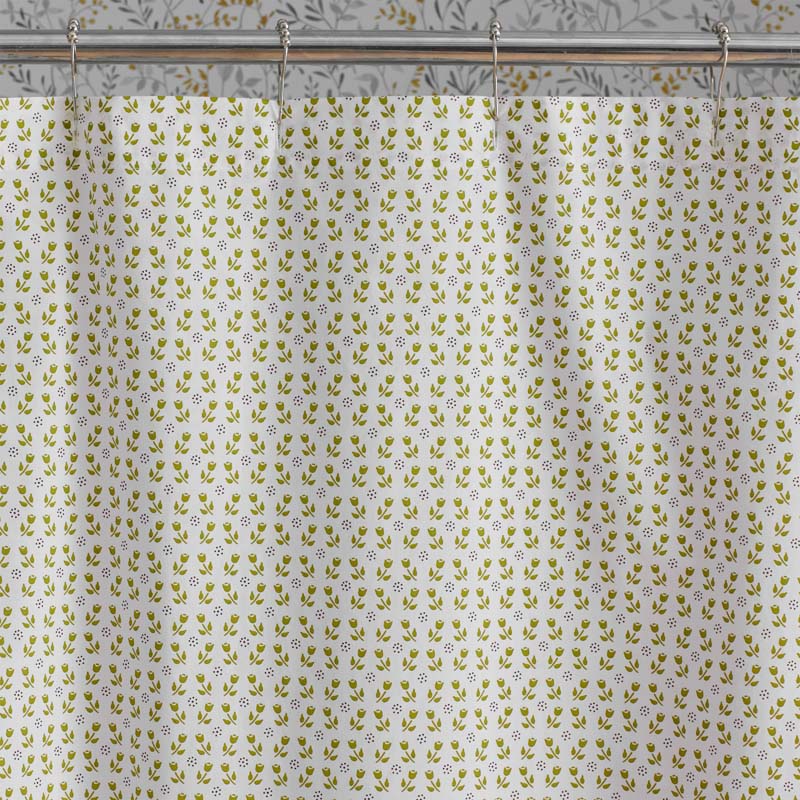 Mini-Prints Garment Washed Cotton Percale Shower Curtain - Tulips
