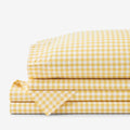 Gingham Classic Cool Organic Cotton Percale Bed Sheet Set - Yellow, Twin XL