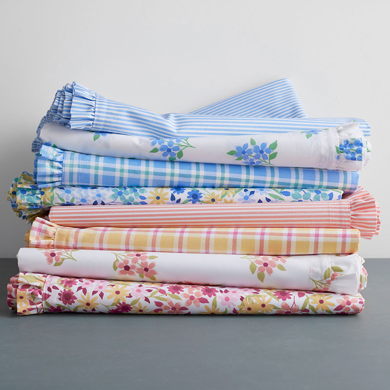 Sunshine & Blooms Classic Cool Cotton Percale Duvet Cover - Pinstripe Coral, Full/Queen