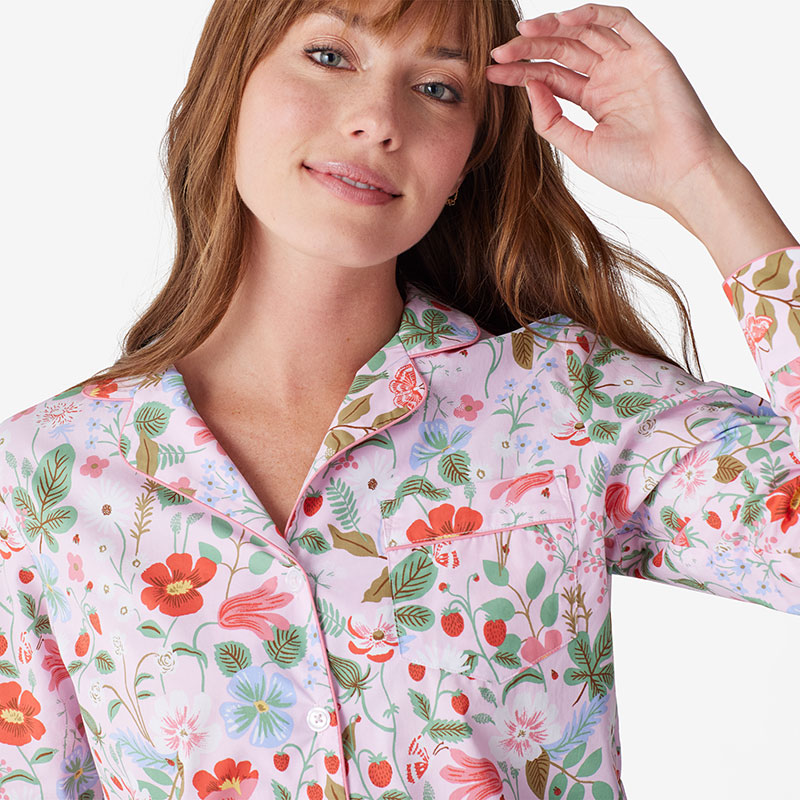 Poplin Women's Pajama Set - Strawberry Fields, L