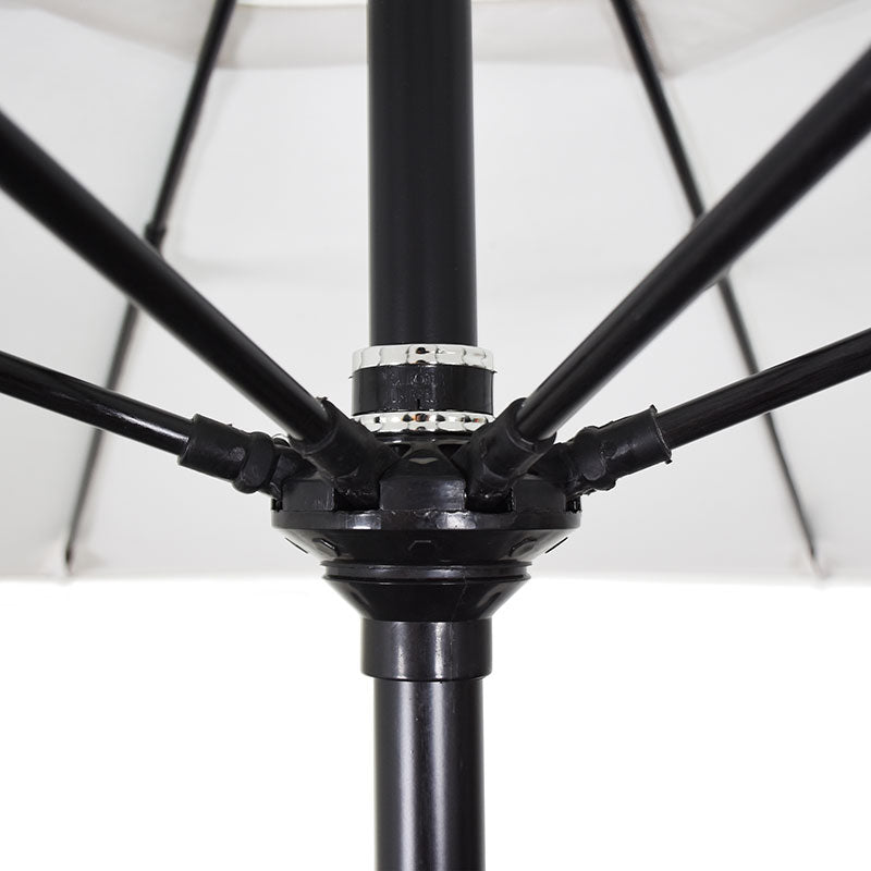 Round Outdoor Patio Umbrella, Fiberglass with Twist Tilt - Black Finish, Ginkgo, 9'