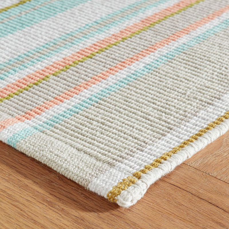 Daphne Stripe Handwoven Cotton Rug - Sky, 5' x 8'
