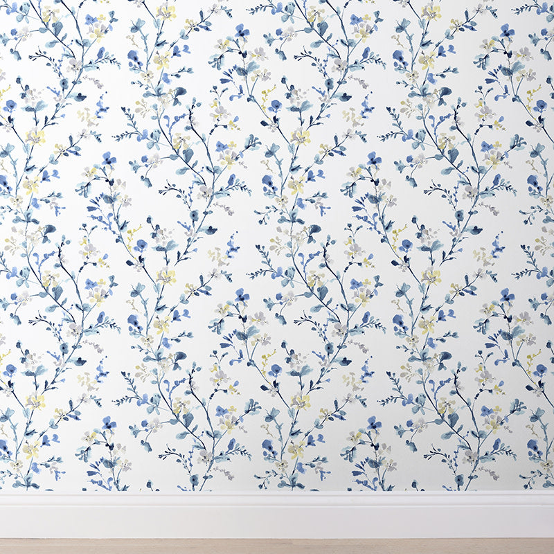 Emily Removable Wallpaper - White/Blue, Panel