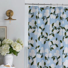 Hydrangea Classic Cool Cotton Percale Shower Curtain - Powder Blue