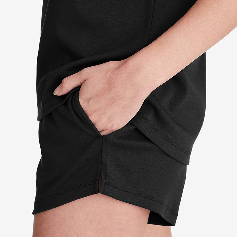 Pima Cotton Women's Shorts Set - Black, XS