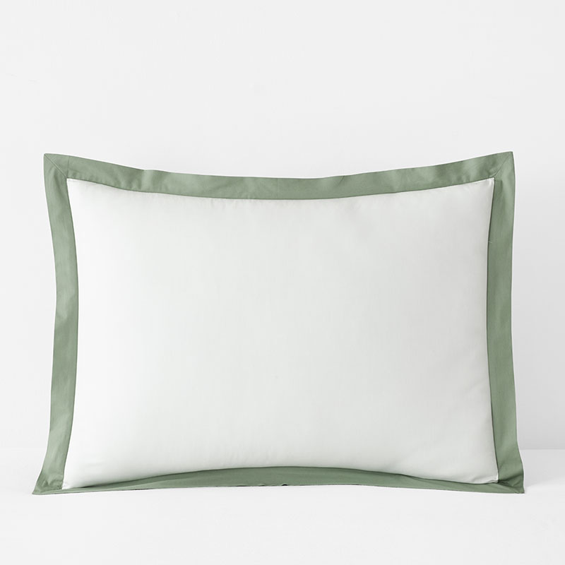 Solid Border Classic Cool Cotton Percale Sham - Thyme, Standard