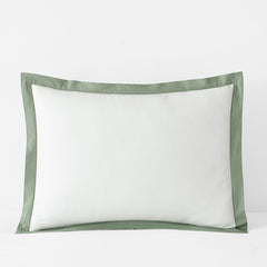 Solid Border Classic Cool Cotton Percale Sham - Thyme, King
