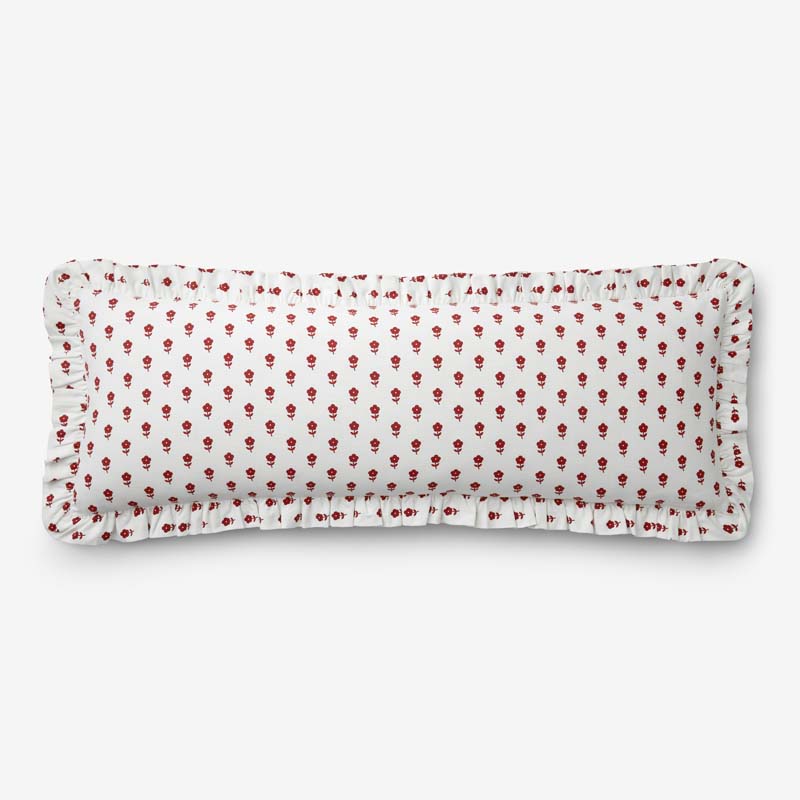 Flowers Decorative Lumbar Pillow Cover -  Flowers Red, 14 in. x 40 in.